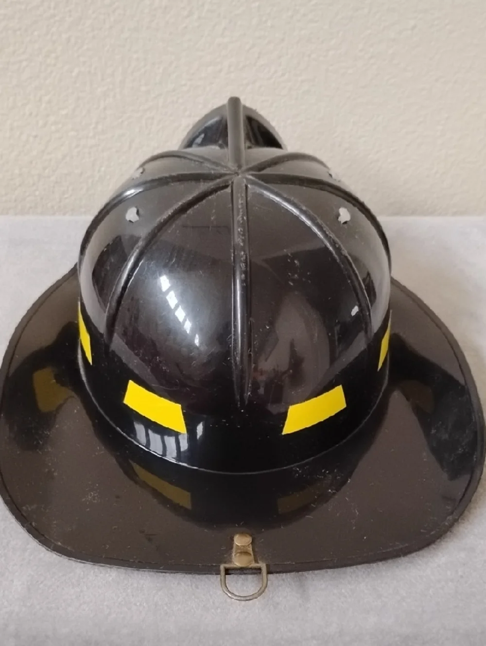 D- Kids Black Firefighter Dress-Up Helmet with Yellow Accents